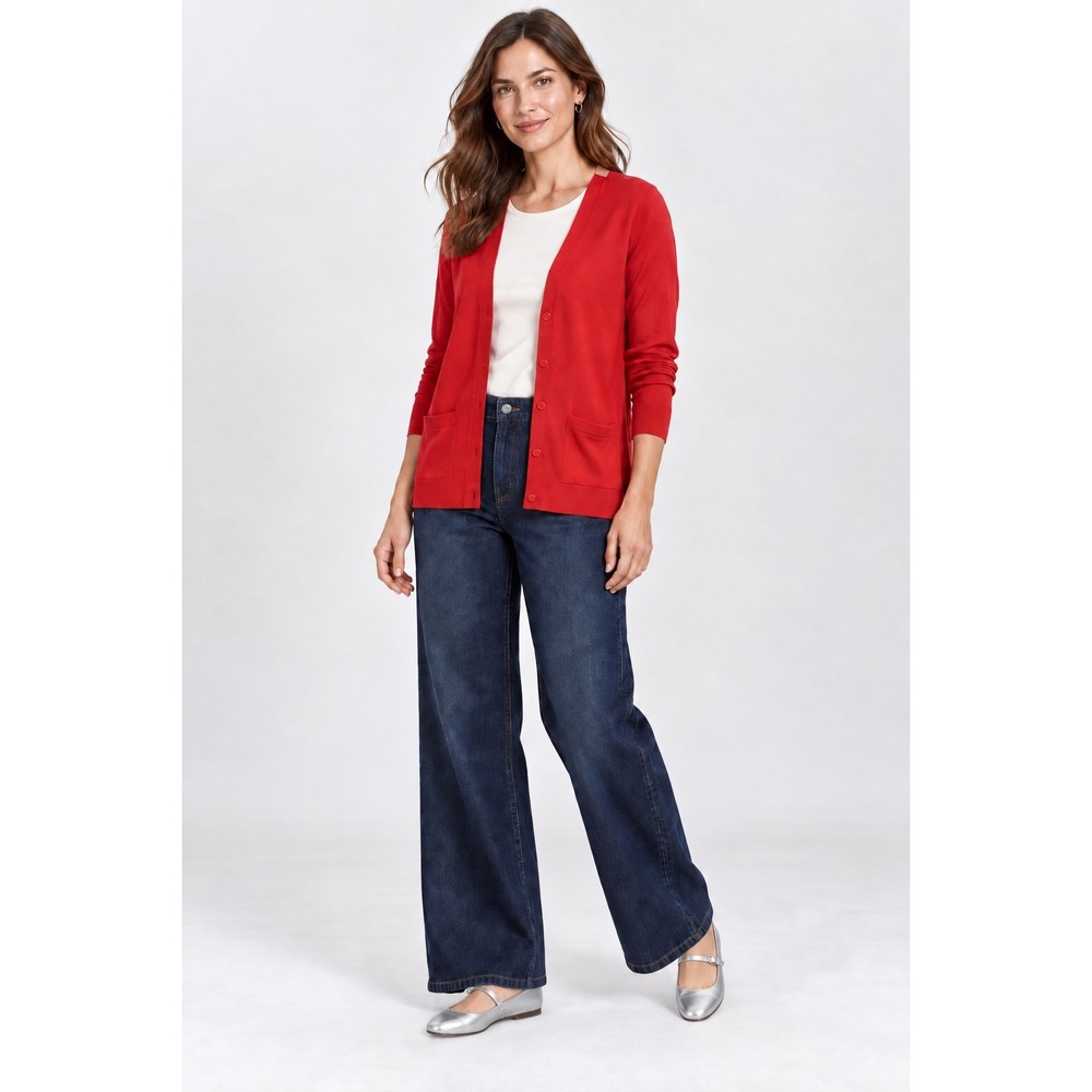 Gap Red Silk Blend Cardigan Sweater V-Neck Minimalist Old Money Women's Medium